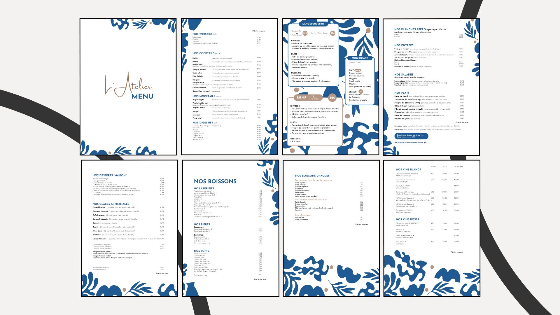 Menu et version livrée du site du restaurant L’Atelier à Royan