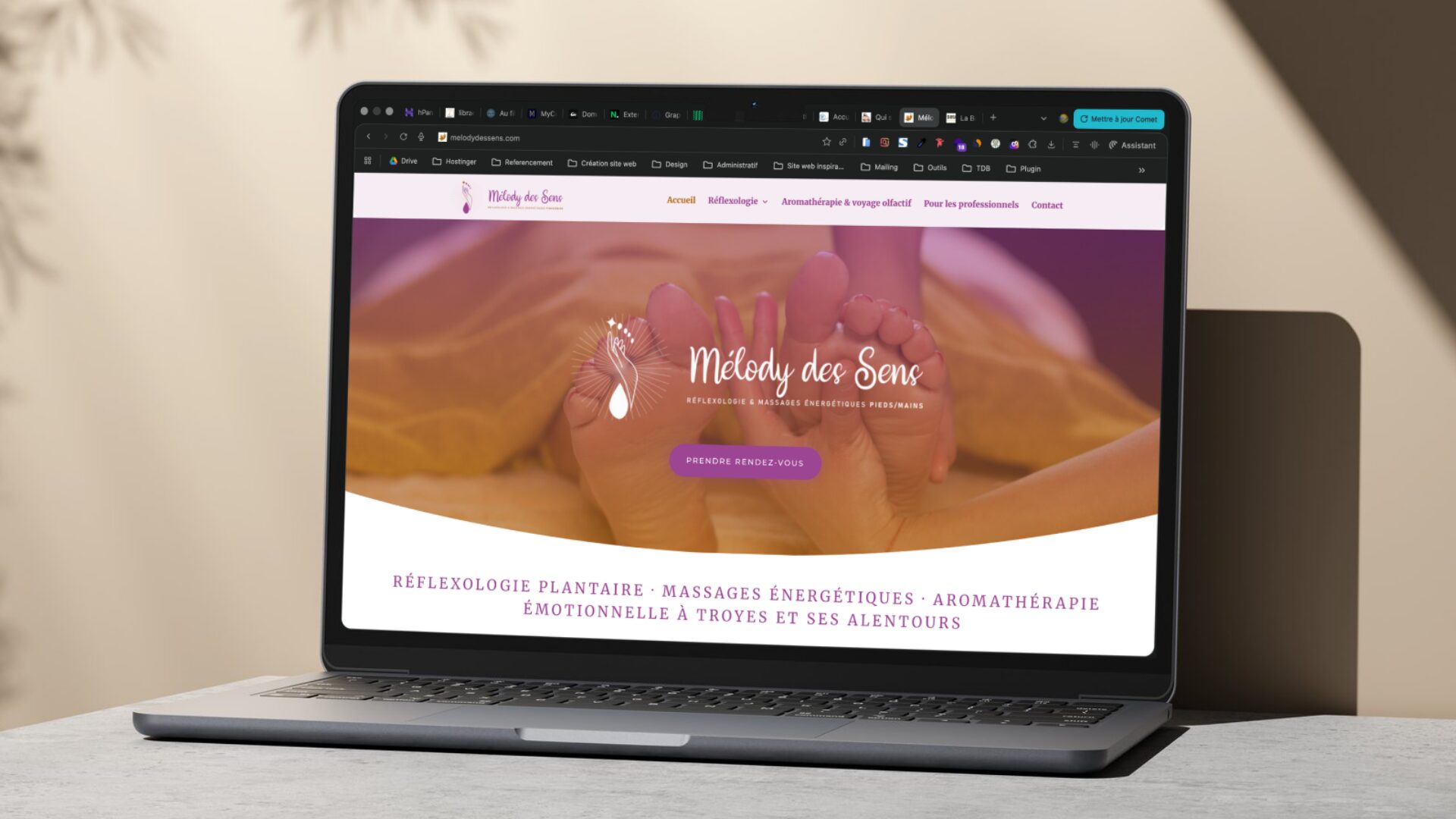 Versions ordinateur et mobile du site Mélody des Sens