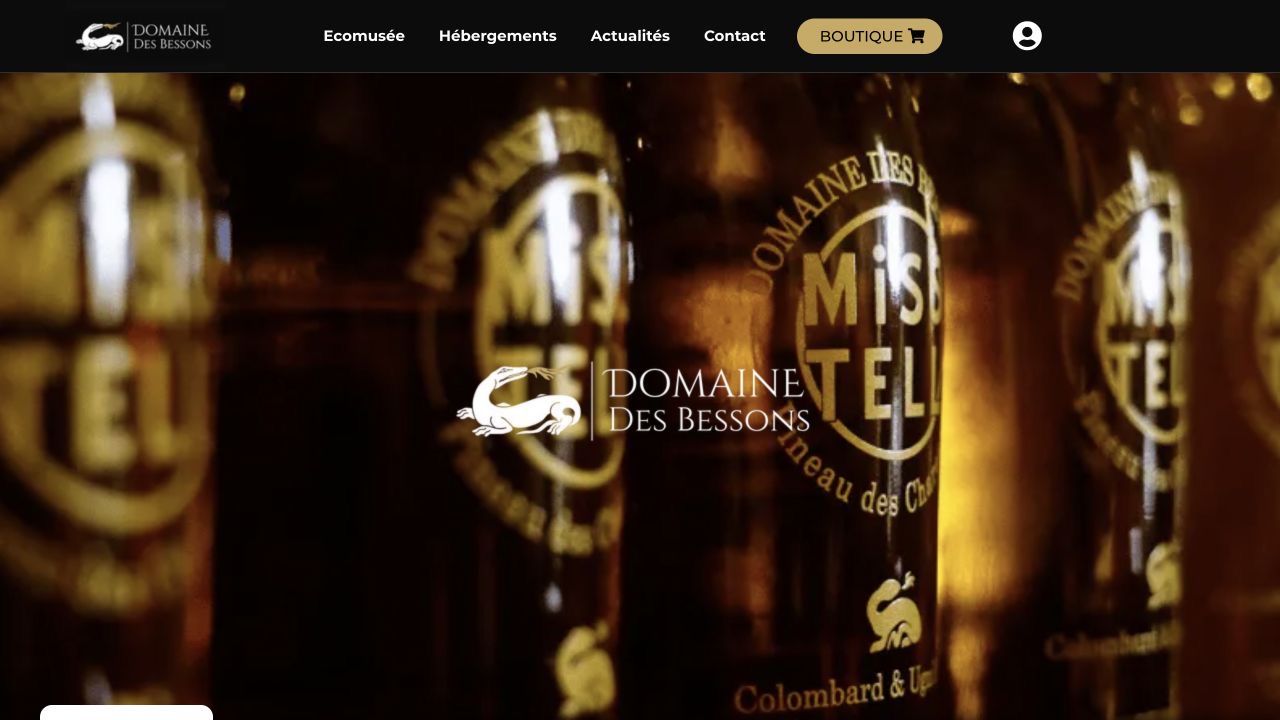 Page d’accueil du Domaine des Bessons présentant le séjour, le patrimoine et la boutique