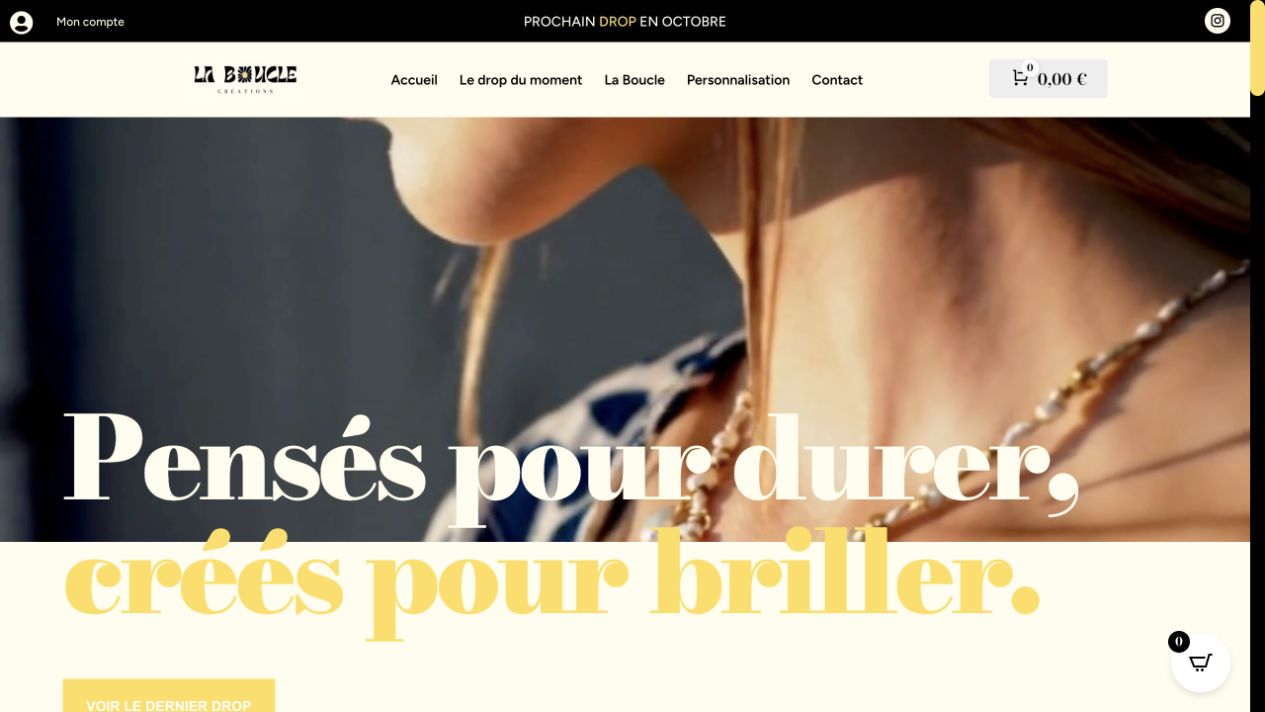 Versions ordinateur et mobile de la boutique La Boucle Créations