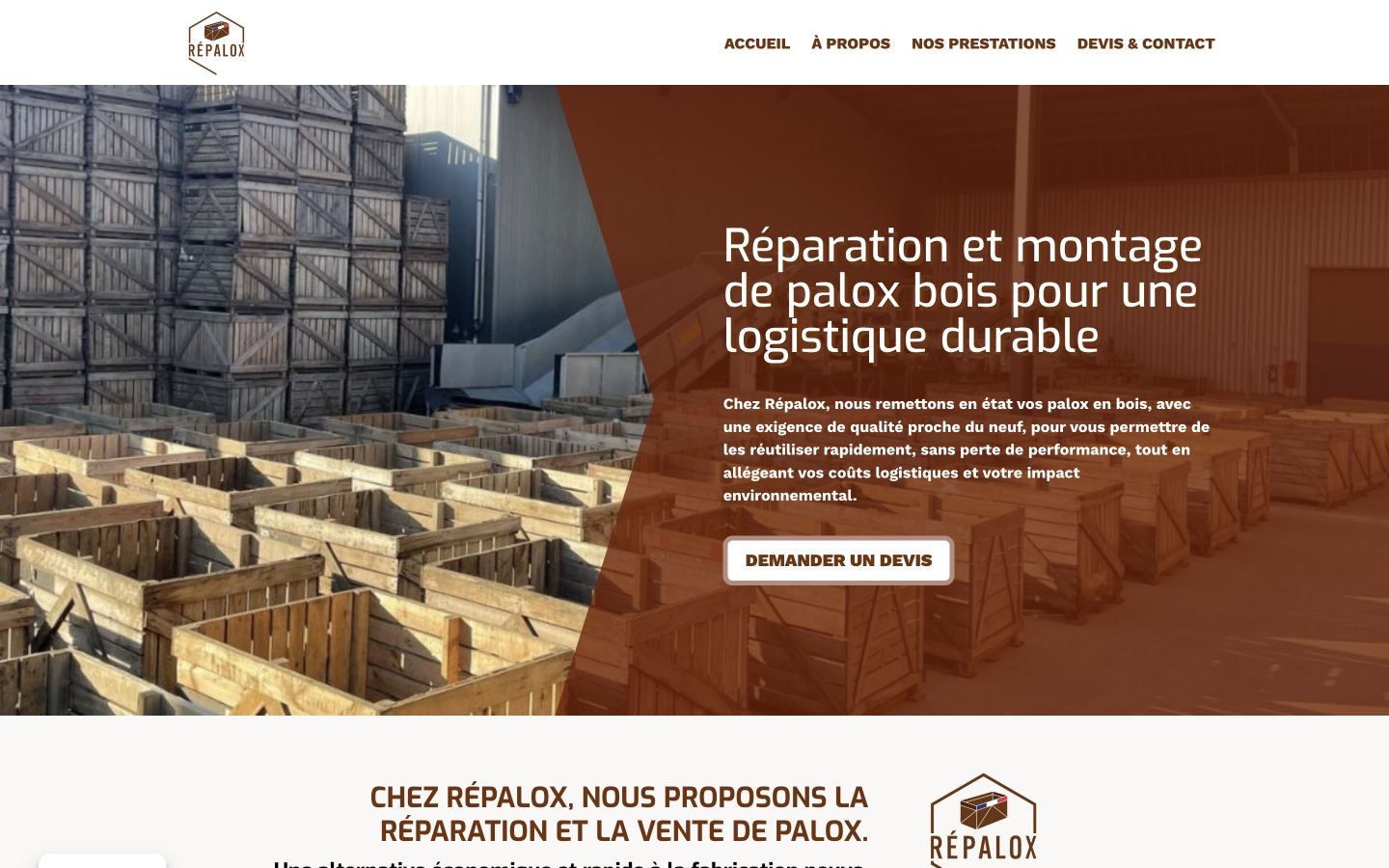 Page d’accueil Répalox, atelier et palox bois
