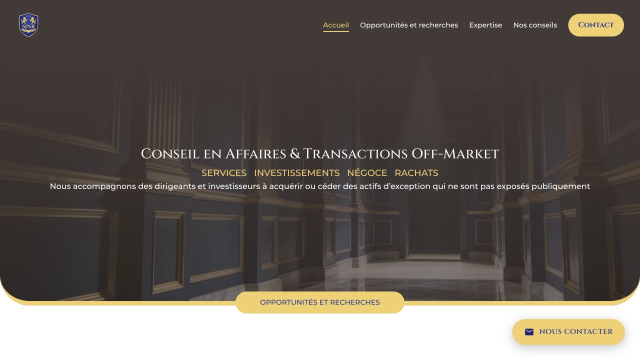 Page d’accueil du site corporate SINR