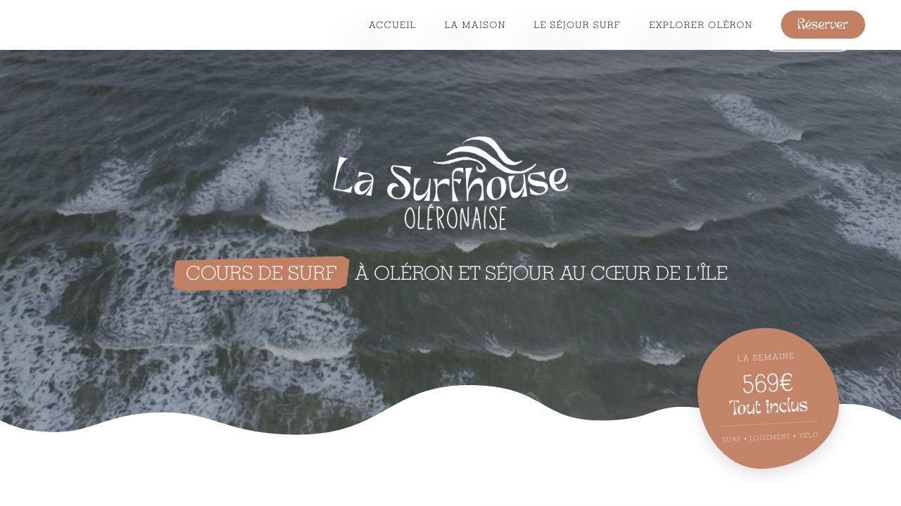 Page d’accueil de La Surfhouse Oléronaise centrée sur l’expérience du séjour