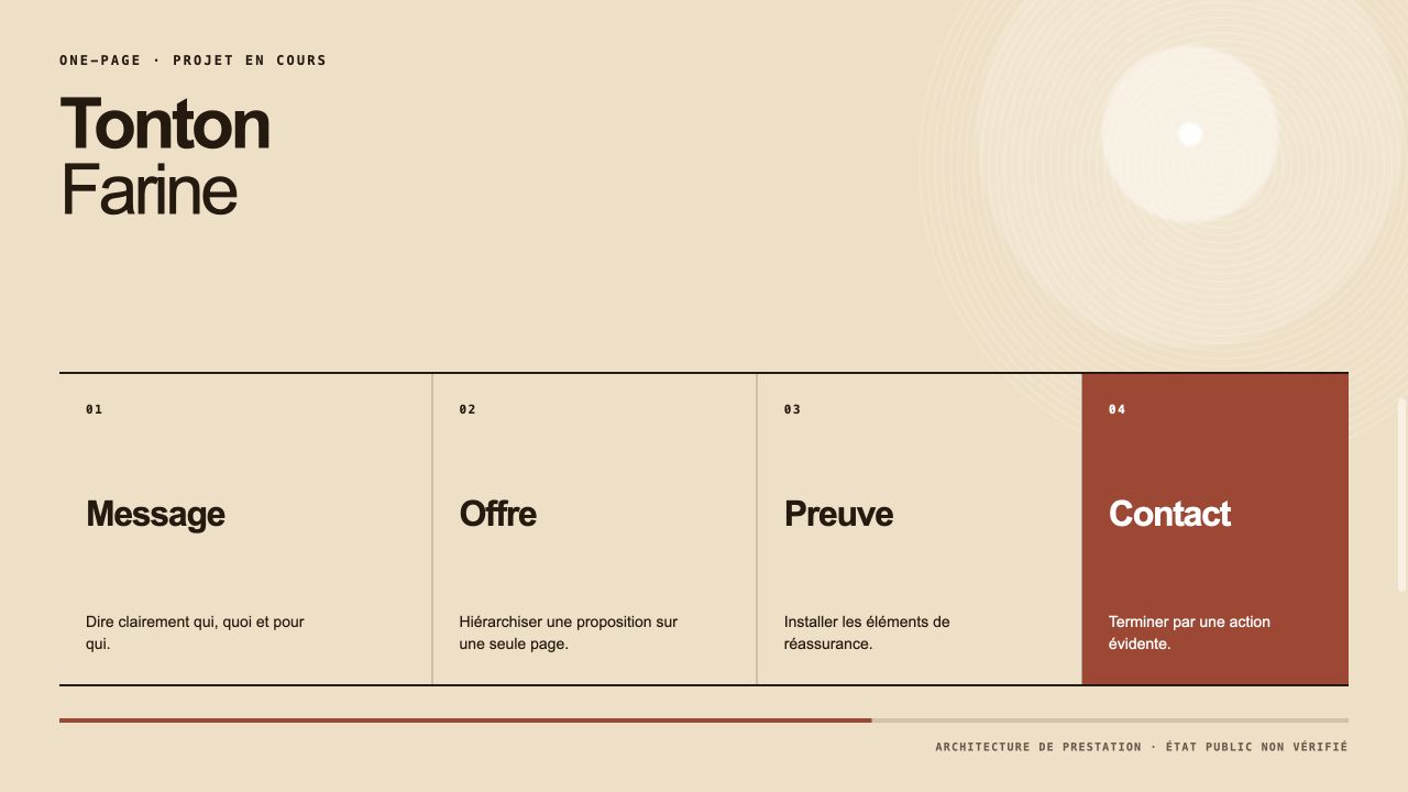 Présentation du parcours one-page Tonton Farine